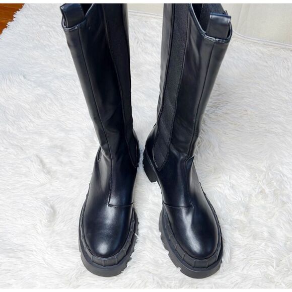 Princess Polly Douglas Platform Boots Black Chelsea New Size 7 - Picture 2 of 9
